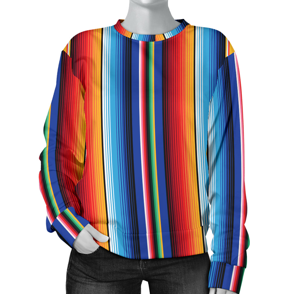 Mexican Blanket Stripe Print Pattern Women Long Sleeve Sweatshirt