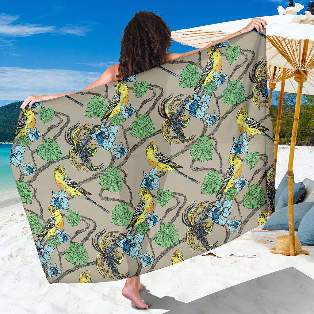 Parakeet Pattern Print Design A02 Sarong Pareo Wrap