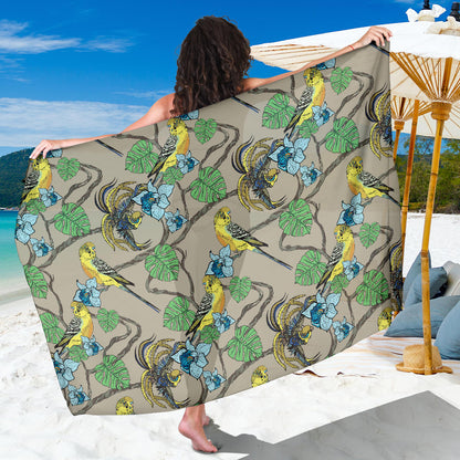 Parakeet Pattern Print Design A02 Sarong Pareo Wrap