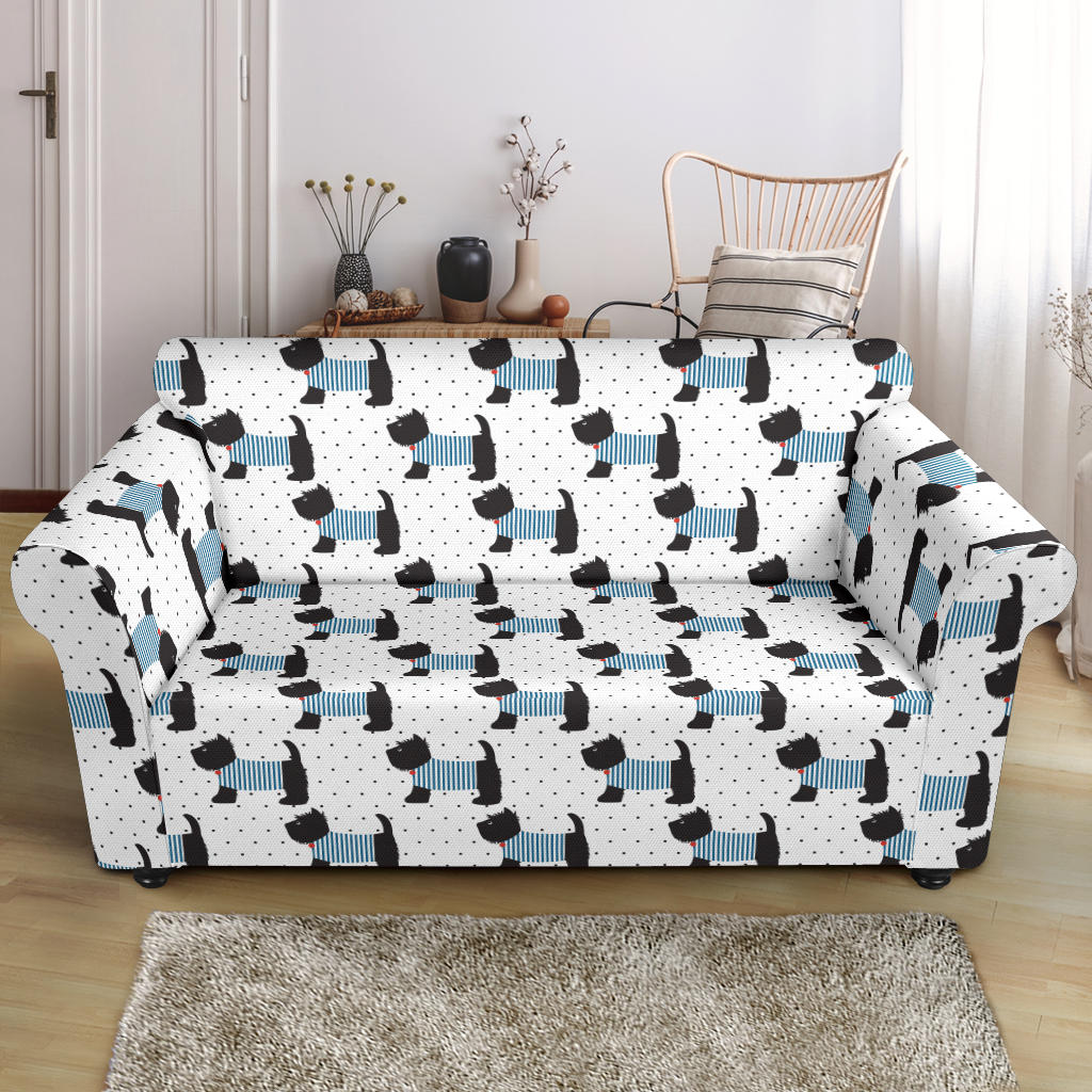 Scottish Terriers Print Design LKS3012 Loveseat Couch Slipcover