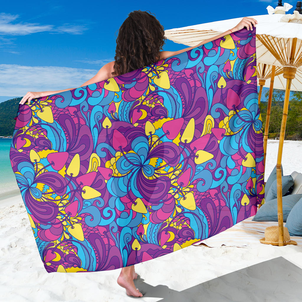 Psychedelic Mushroom Pattern Print Design A03 Sarong Pareo Wrap