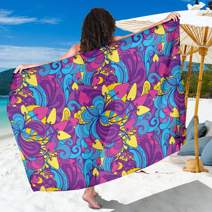 Psychedelic Mushroom Pattern Print Design A03 Sarong Pareo Wrap