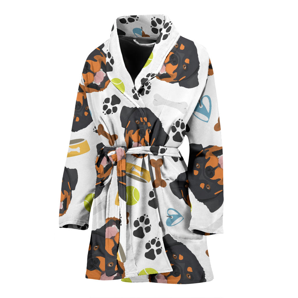 Rottweiler Pattern Print Design A04 Women Bathrobe