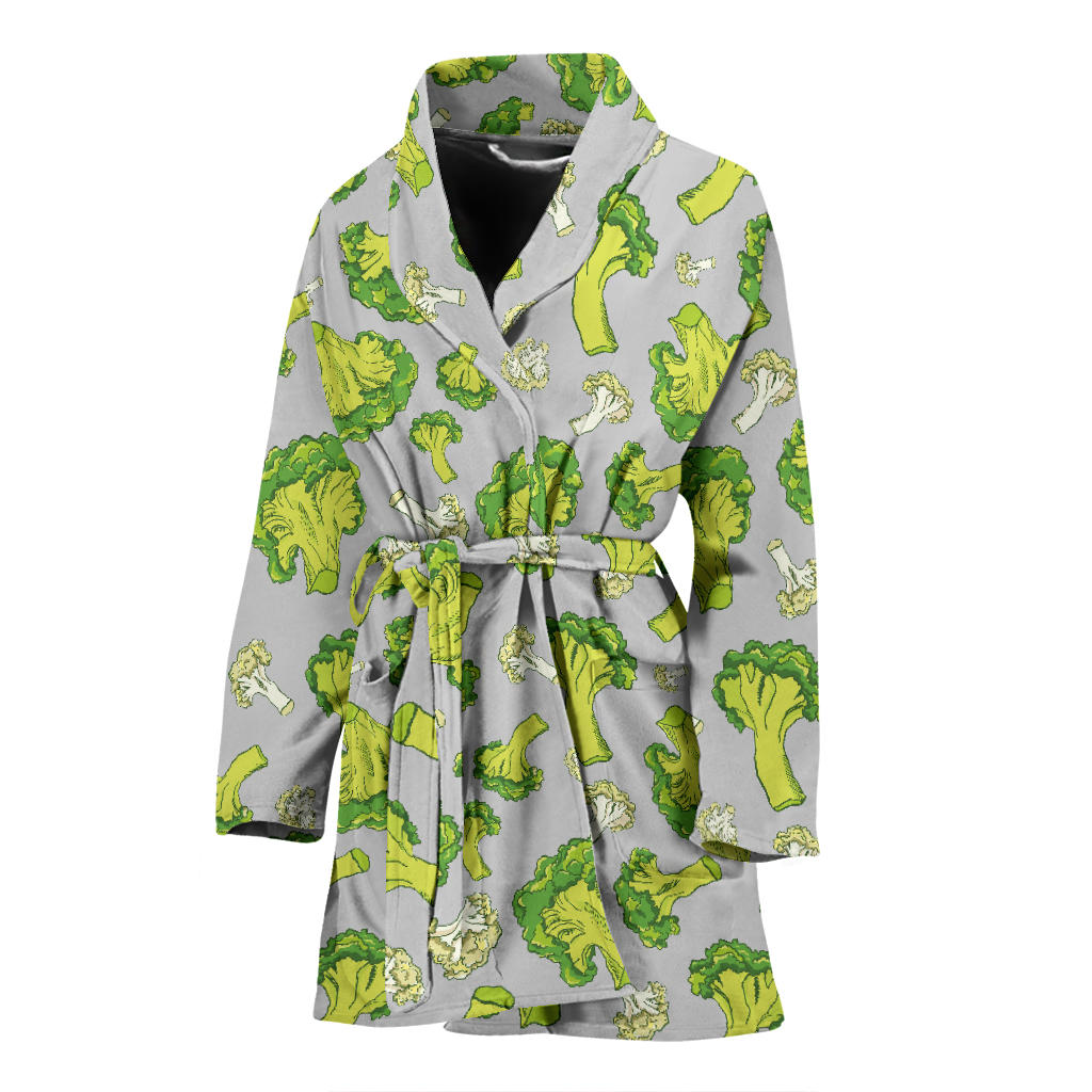 Broccoli Pattern Print Design 03 Women Bathrobe