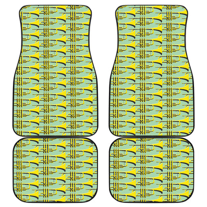 Trumpet Vintage Design Print Car Floor Mats Front Back