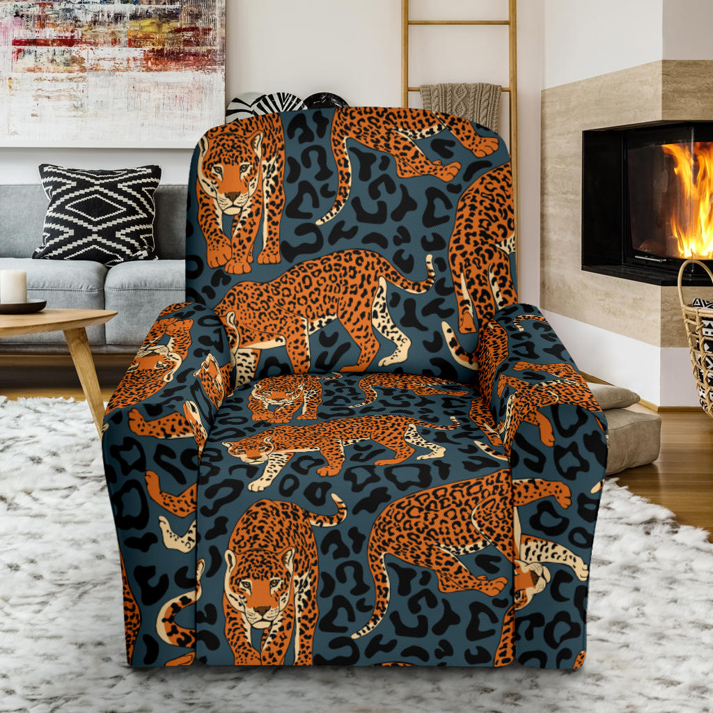 Jaguar Pattern Print Design 04 Recliner Slipcover with Pocket