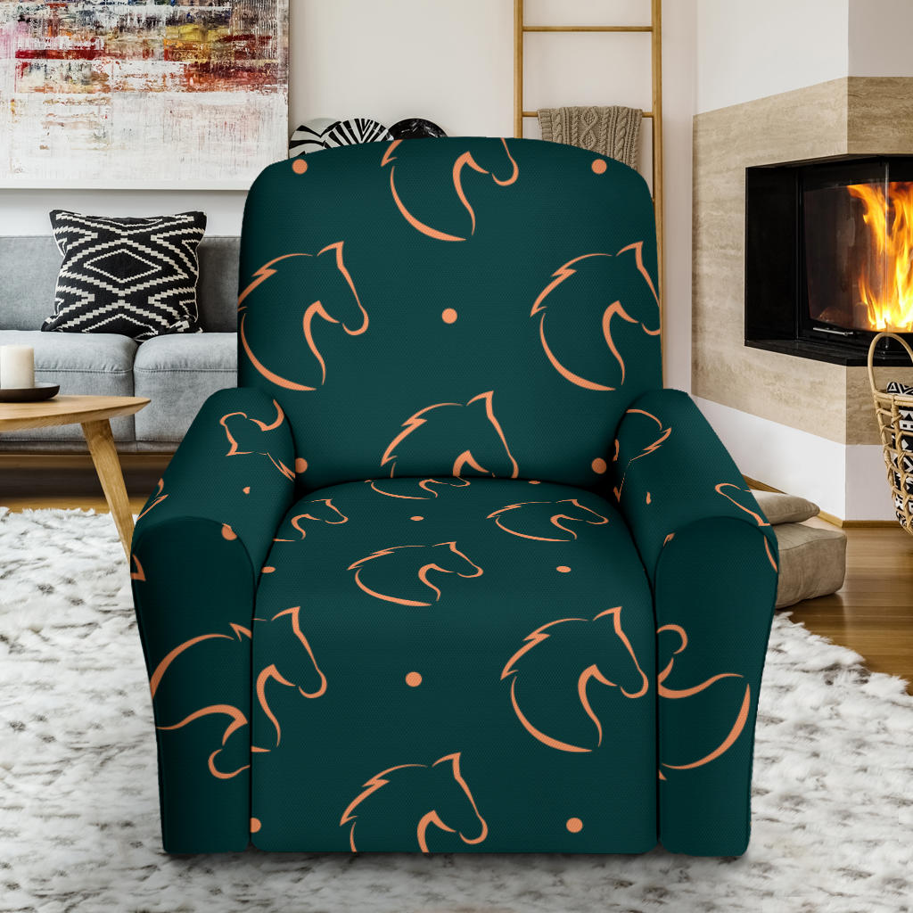 Horse Head Print Design LKS302 Recliner Slipcover with Pocket