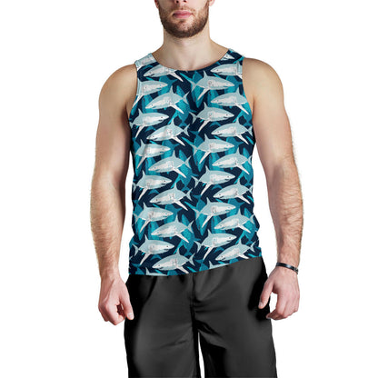 Shark Design Print Men Tank Top