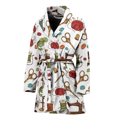 Sewing Equipment Print Design LKS304 Women Bathrobe
