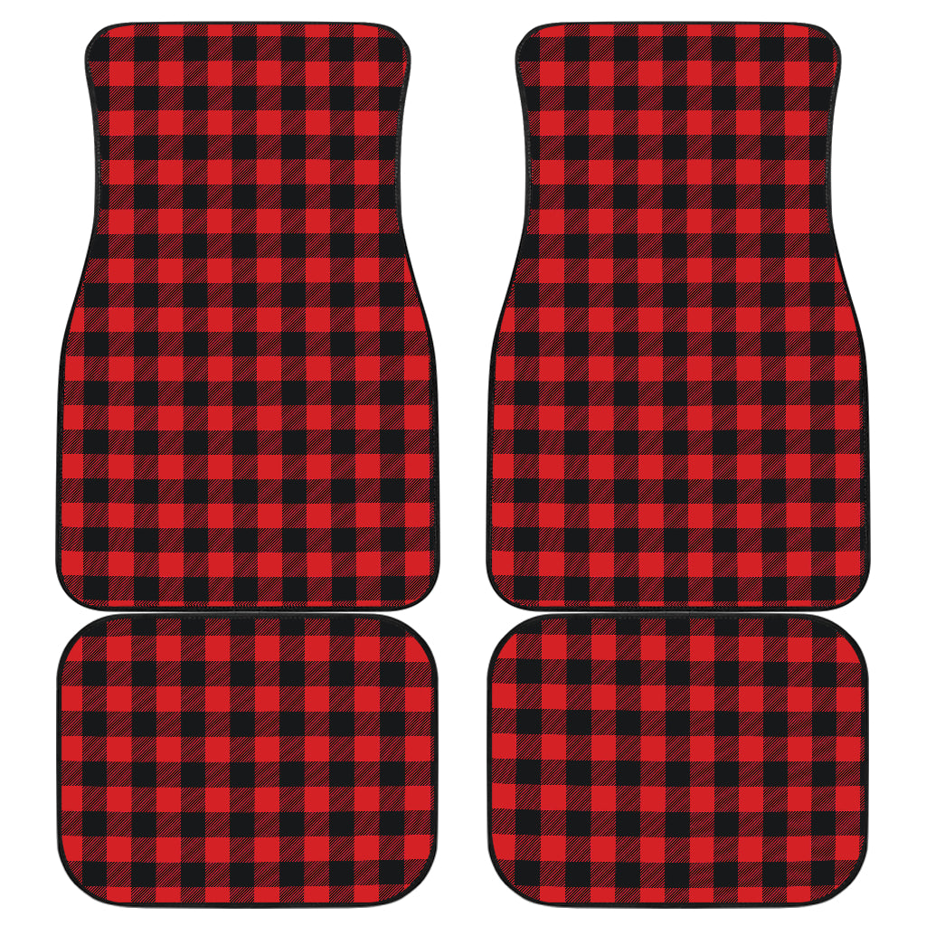 Red Black Buffalo Tartan Plaid Pattern Car Floor Mats Front Back