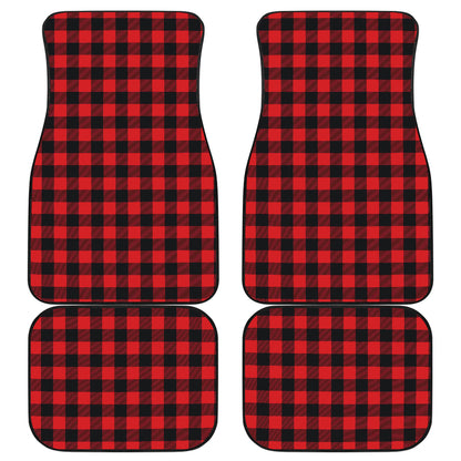 Red Black Buffalo Tartan Plaid Pattern Car Floor Mats Front Back