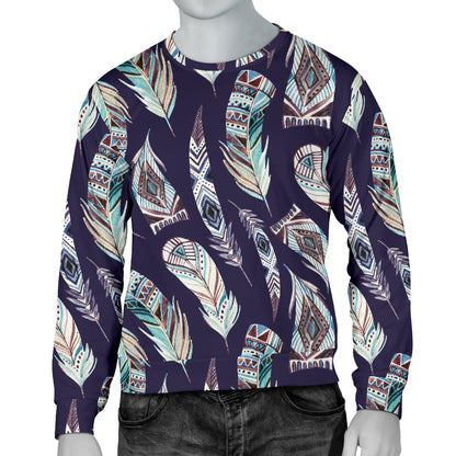Feather Vintage Boho Design Print Men Long Sleeve Sweatshirt