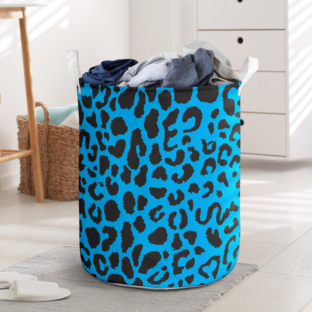 Cheetah Blue Print Pattern Laundry Basket