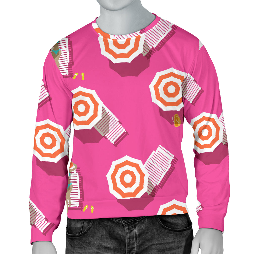 Beach Top View Umbrella Theme Men Long Sleeve Sweatshirt