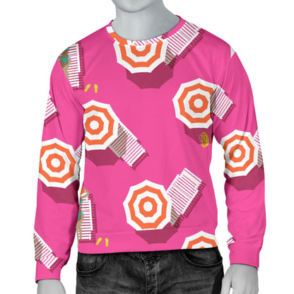 Beach Top View Umbrella Theme Men Long Sleeve Sweatshirt