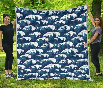 Ocean Wave Pattern Print Quilt Bedspread
