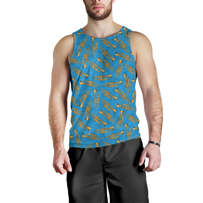 Trumpet Golden Pattern Themed Print Men Tank Top