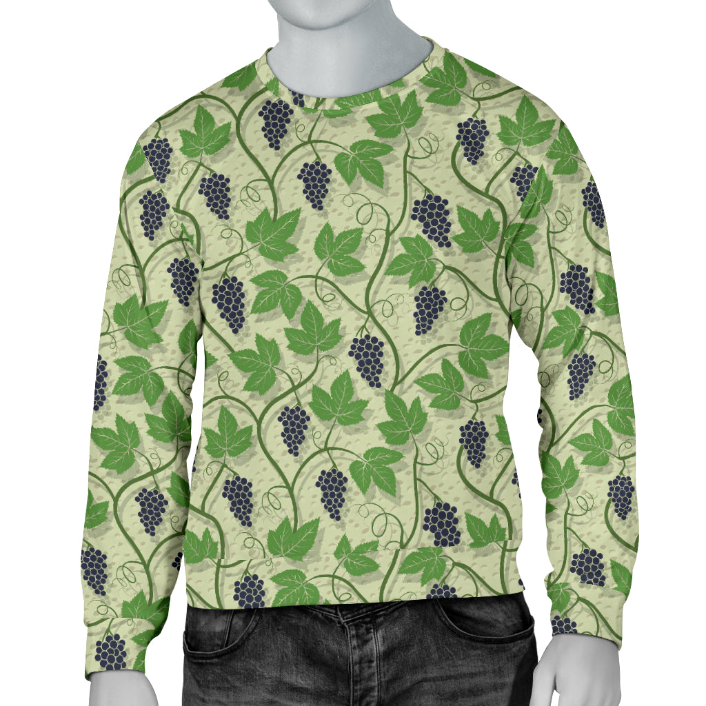 Wine Grape Thmed Print Men Long Sleeve Sweatshirt