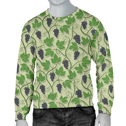 Wine Grape Thmed Print Men Long Sleeve Sweatshirt