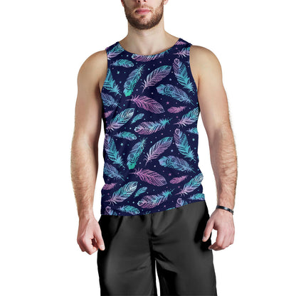 Feather Aztec Design Print Men Tank Top