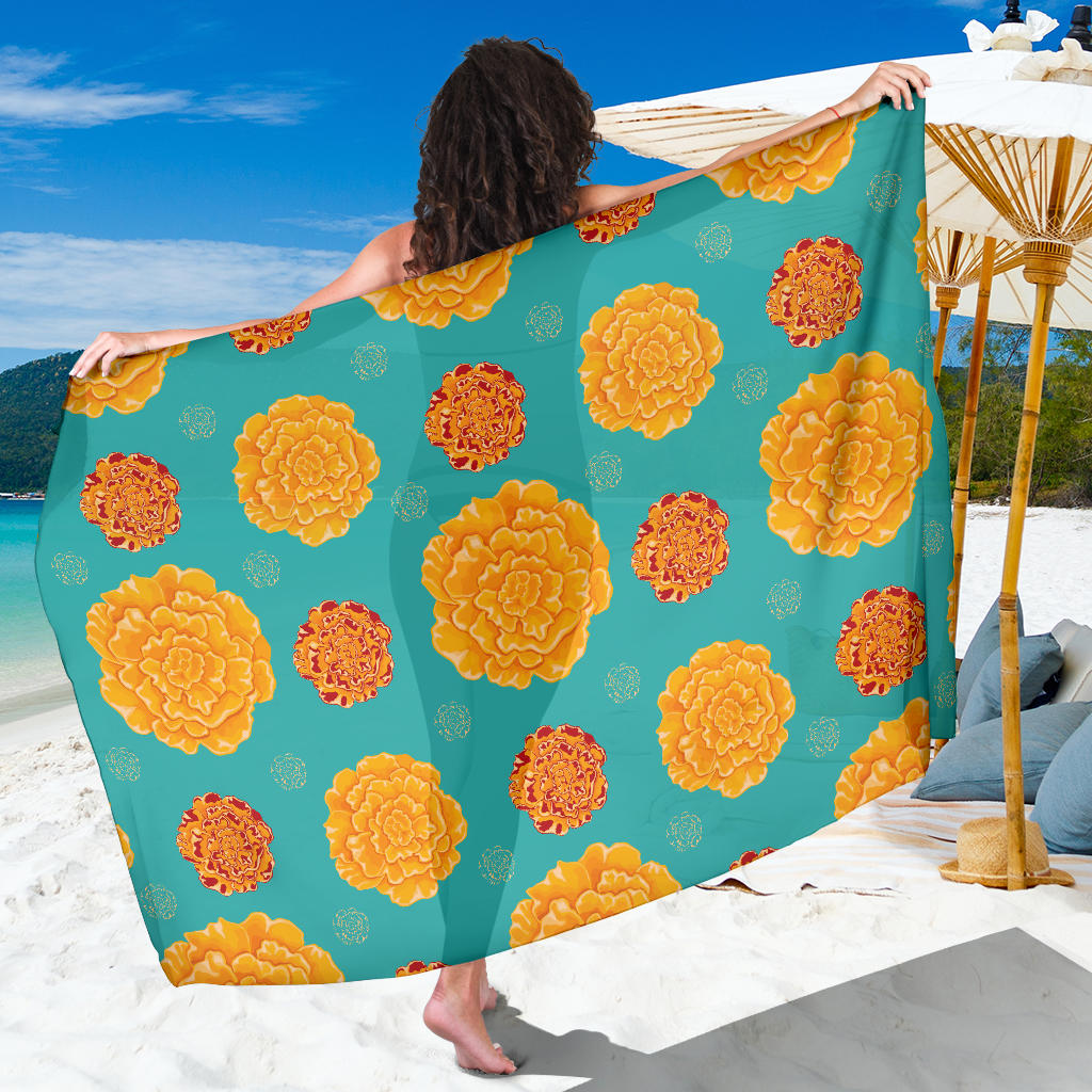 Marigold Pattern Print Design 02 Sarong Pareo Wrap