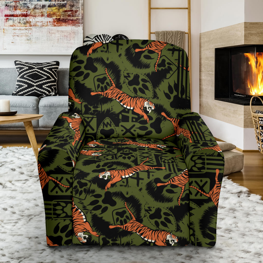 Tiger Pattern Print Design LKS303 Recliner Slipcover with Pocket