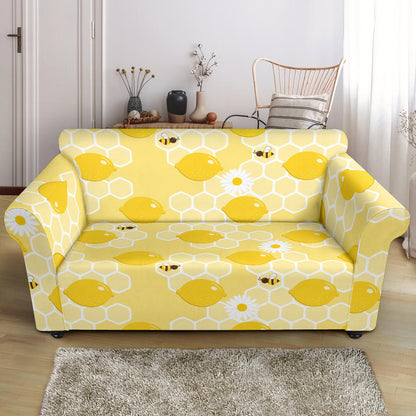 Honey Bee Honeycomb Print Design LKS3010 Loveseat Couch Slipcover