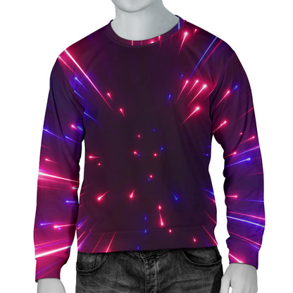 Celestial Purple Blue Neon Speed Light Men Long Sleeve Sweatshirt