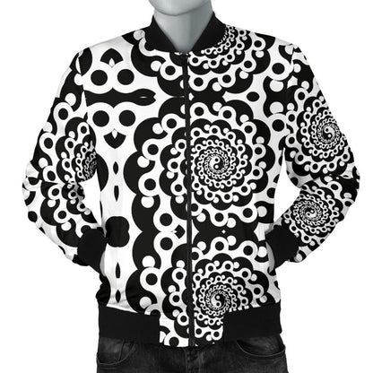 Yin Yang Spiral Design Print Men Bomber Jacket