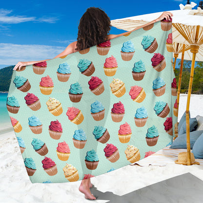 Cupcake Pattern Print Design 01 Sarong Pareo Wrap