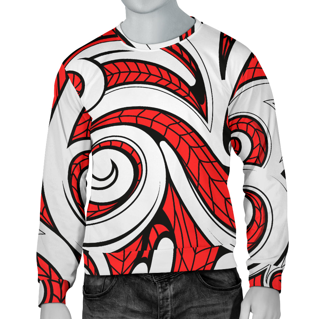 Maori Polynesian Themed Design Print Men Long Sleeve Sweatshirt
