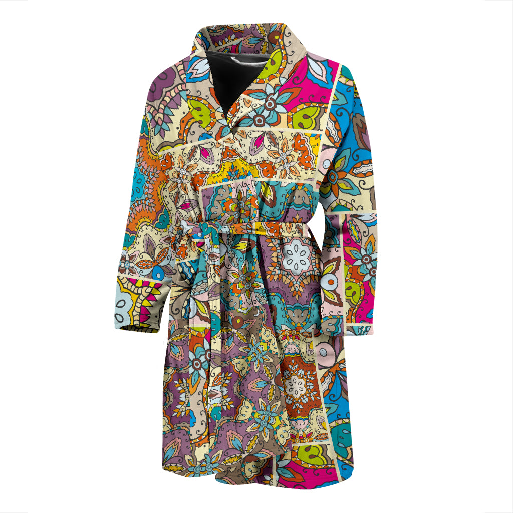 Patchwork Print Design LKS402 Men Bathrobe