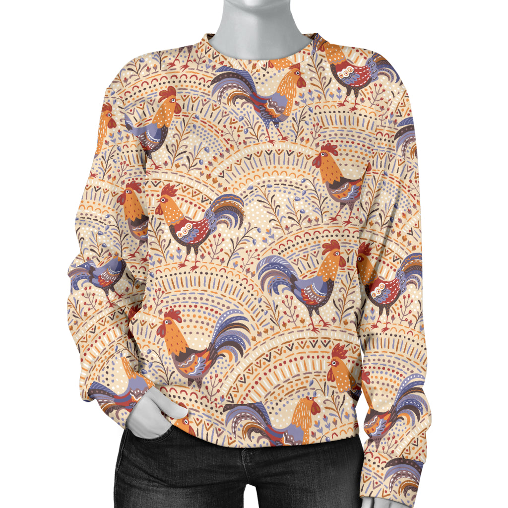 Chicken Boho Style Pattern Women Long Sleeve Sweatshirt