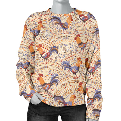 Chicken Boho Style Pattern Women Long Sleeve Sweatshirt
