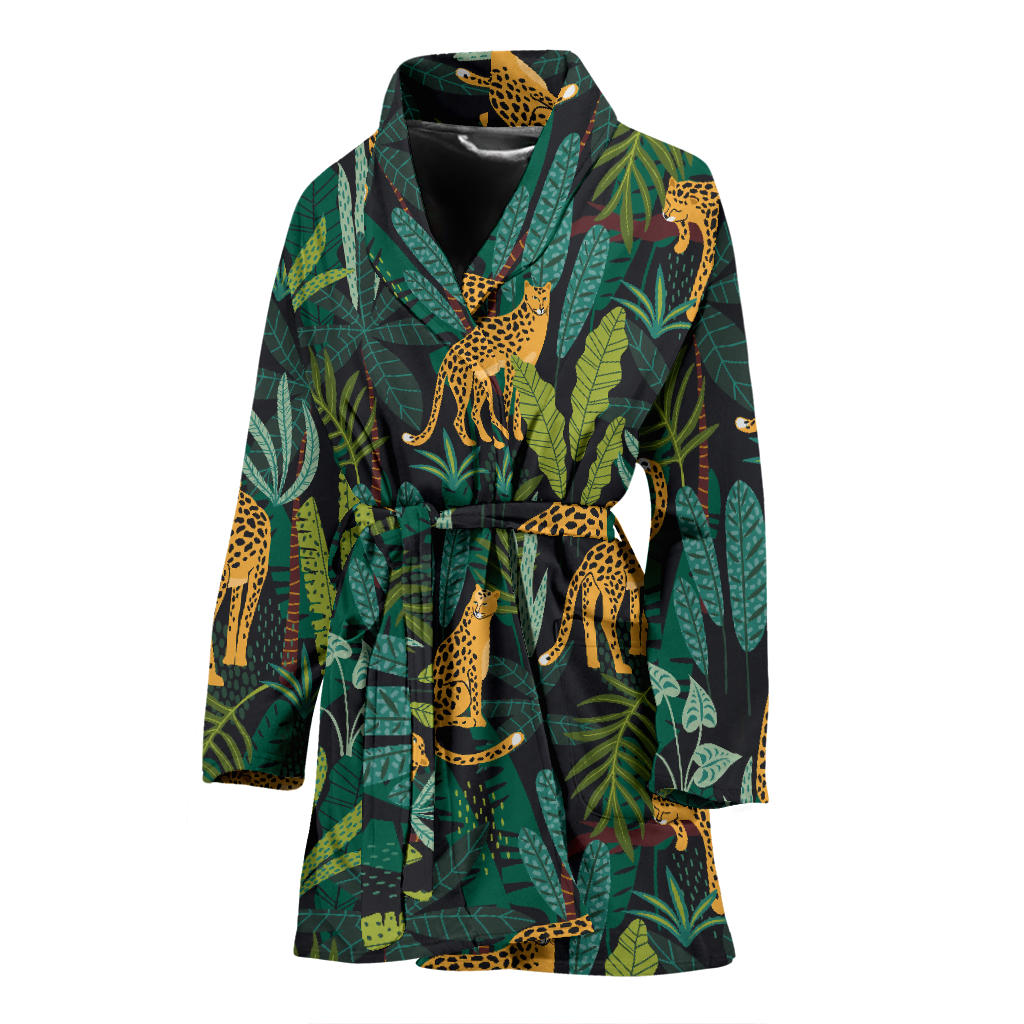 Jaguar Jungle Pattern Print Design 03 Women Bathrobe