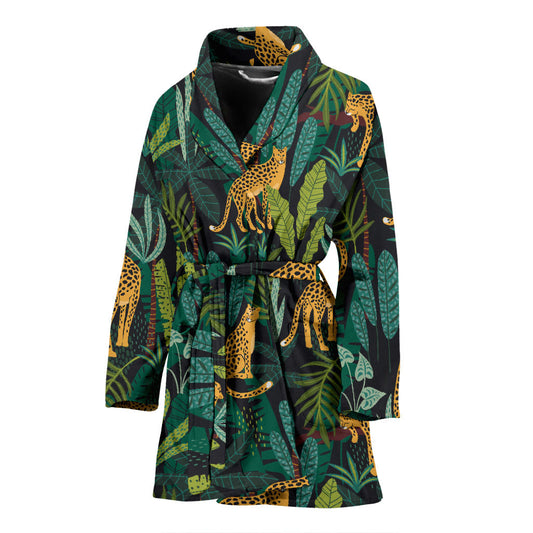 Jaguar Jungle Pattern Print Design 03 Women Bathrobe