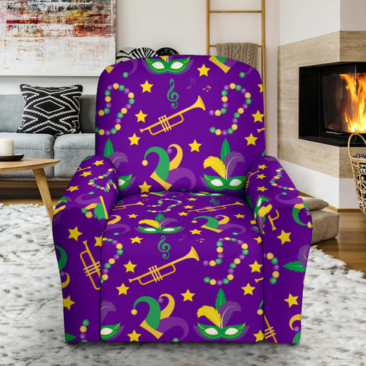 Mardi Gras Pattern Print Design 06 Recliner Slipcover with Pocket