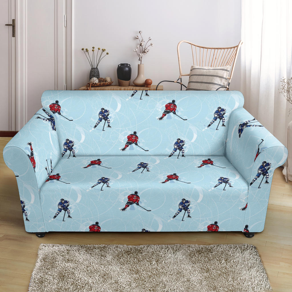 Hockey Player Print Design LKS302 Loveseat Couch Slipcover