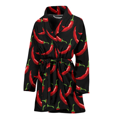 Chilli Pepper Pattern Print Design 01 Women Bathrobe