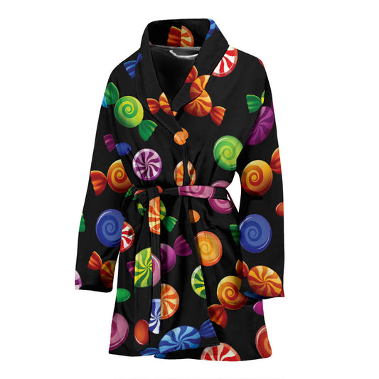 Candy Pattern Print Design 01 Women Bathrobe