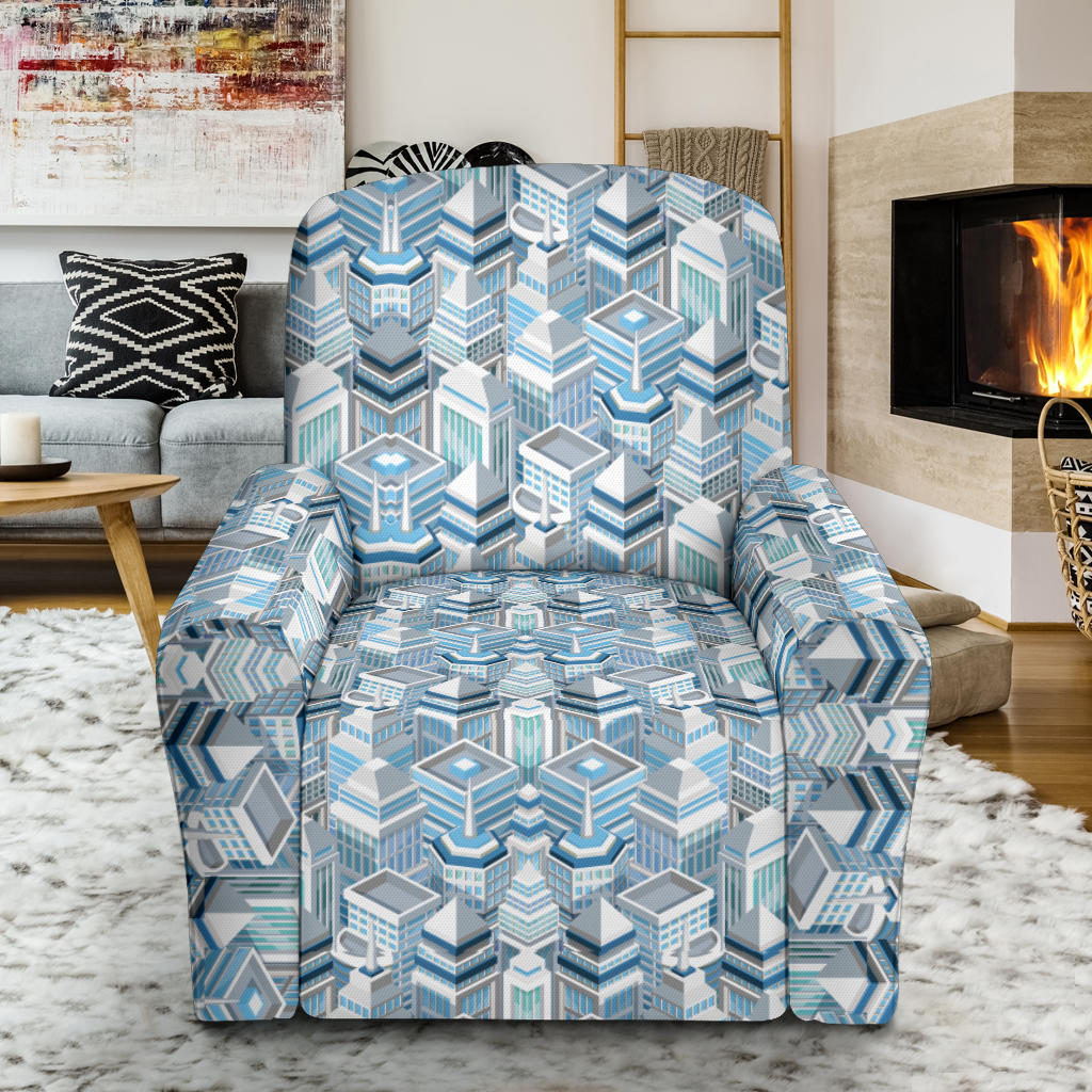 City Pattern Print Design 03 Recliner Slipcover with Pocket