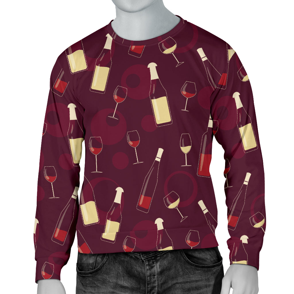 Wine Themed Pattern Print Men Long Sleeve Sweatshirt