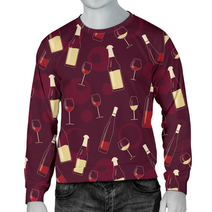 Wine Themed Pattern Print Men Long Sleeve Sweatshirt