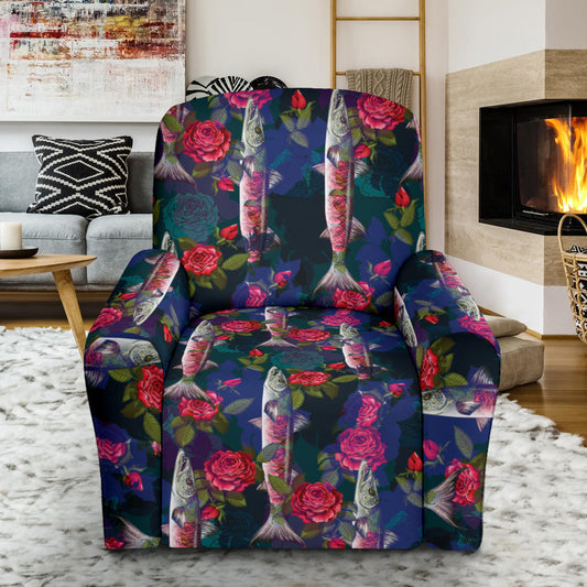 Barracuda with Folwer Pattern Print Design 01 Recliner Slipcover with Pocket
