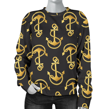 Anchor Gold Pattern Women Long Sleeve Sweatshirt