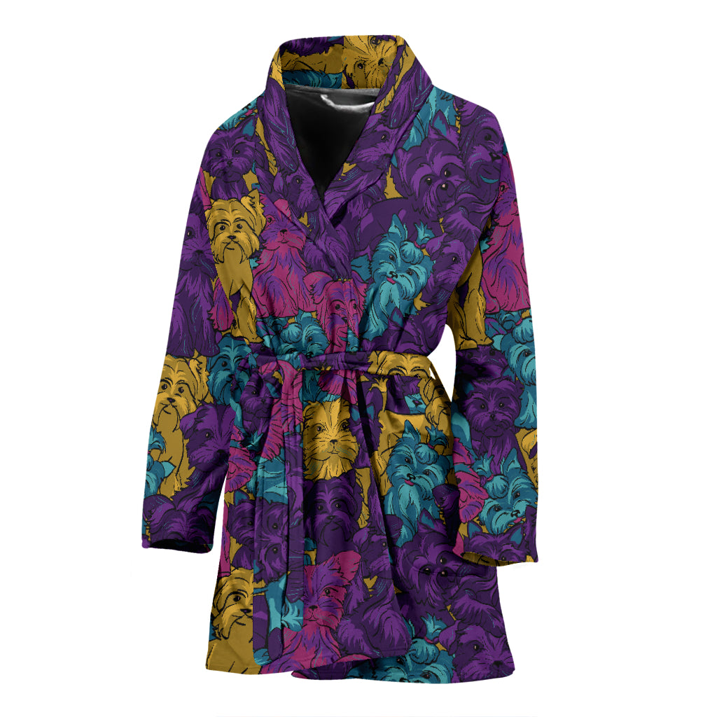 Yorkshire Terriers Print Design LKS3010 Women Bathrobe