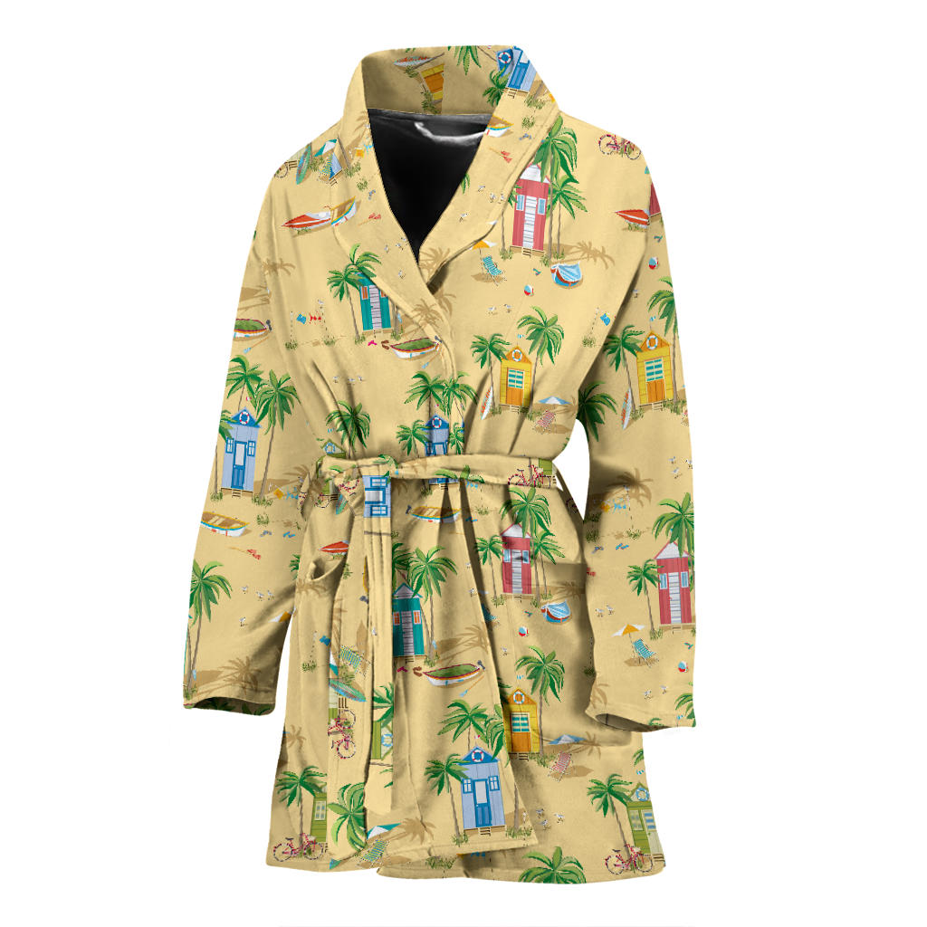 Beach Themed Pattern Print Design 01 Women Bathrobe
