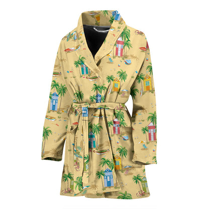 Beach Themed Pattern Print Design 01 Women Bathrobe