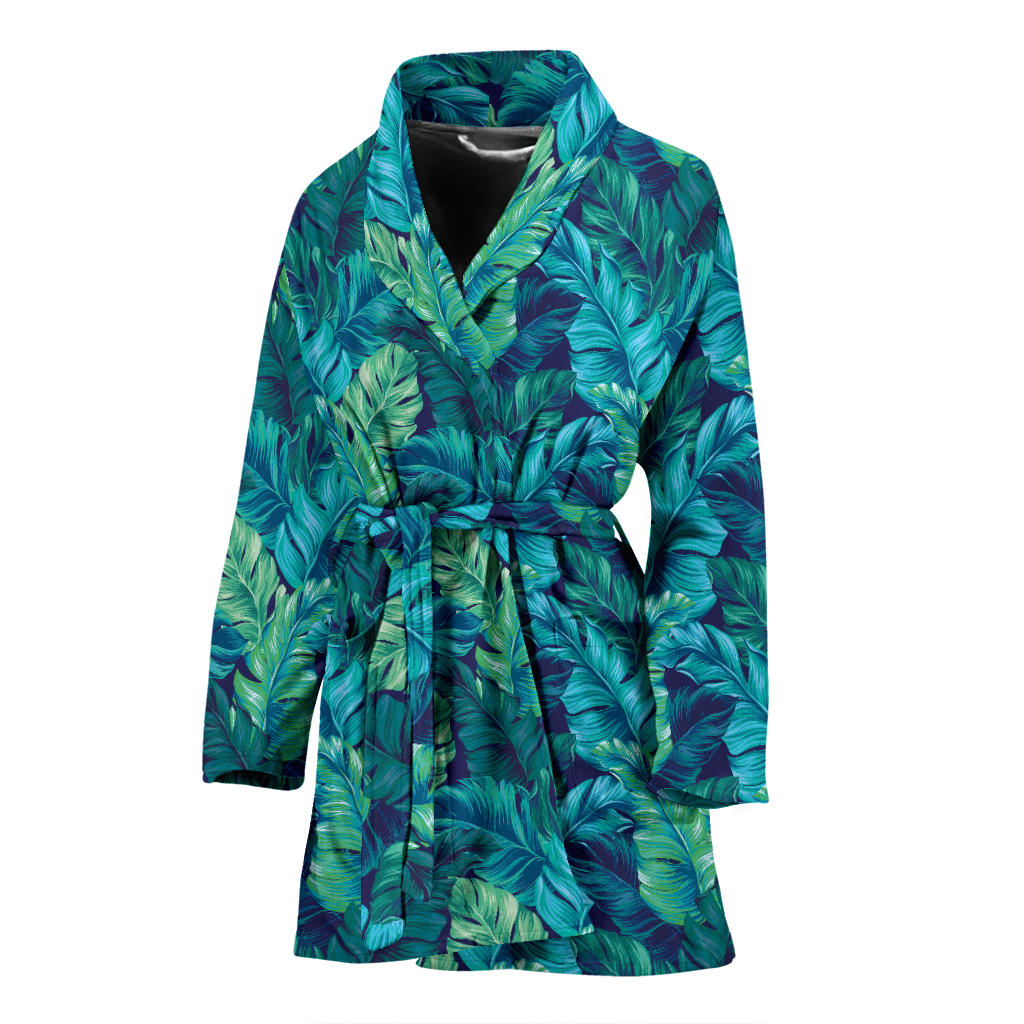 Banana Leaf Pattern Print Design 06 Women Bathrobe