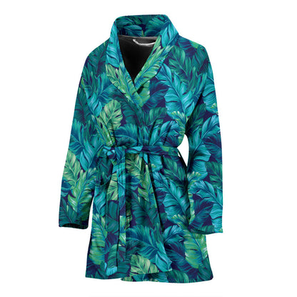 Banana Leaf Pattern Print Design 06 Women Bathrobe